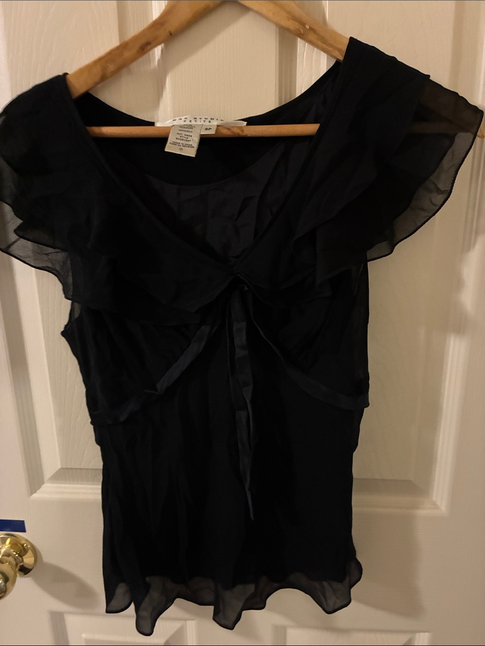 Max Studio Black Ruffle Tie-Front Camisole